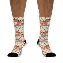 Load image into Gallery viewer, Graphic Garlic on Red background Recycled Poly Socks