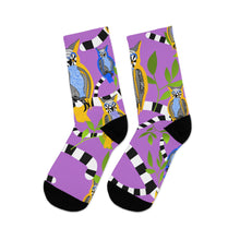 Load image into Gallery viewer, Psychedelic Owls Recycled Poly Socks on purple background