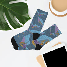 Load image into Gallery viewer, Crane Origami Recycled Poly Socks Blue background