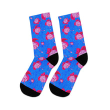Load image into Gallery viewer, Pink Fuscia Flowers Recycled Poly Socks