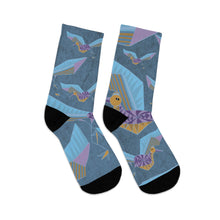 Load image into Gallery viewer, Crane Origami Recycled Poly Socks Blue background