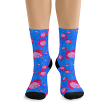 Load image into Gallery viewer, Pink Fuscia Flowers Recycled Poly Socks