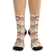 Load image into Gallery viewer, Graphic Garlic on Red background Recycled Poly Socks
