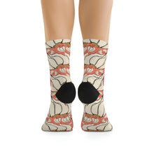 Load image into Gallery viewer, Graphic Garlic on Red background Recycled Poly Socks
