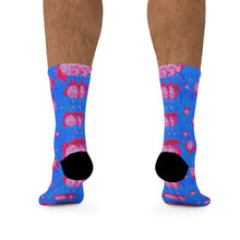Load image into Gallery viewer, Pink Fuscia Flowers Recycled Poly Socks
