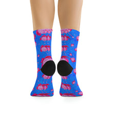 Load image into Gallery viewer, Pink Fuscia Flowers Recycled Poly Socks
